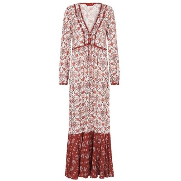 TIGERLILY Hamilton Red Boho Long Sleeve Maxi Dress RRP$270 - Picture 14 of 16
